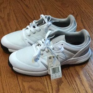 Mens Adidas EQT white spikeless golf shoes, size 9